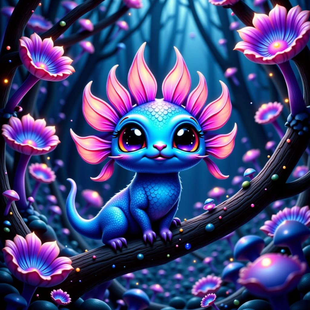 Bioluminescent Creature in Lush Alien Forest