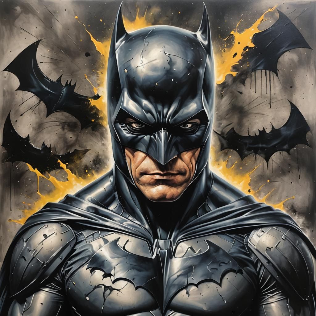 Batman in Deep Color Solarpunk Airbrush Art