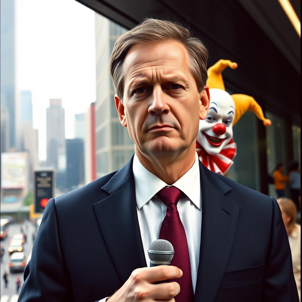 News Reporter's Annoyance: Clown Photobomb in 35mm Film