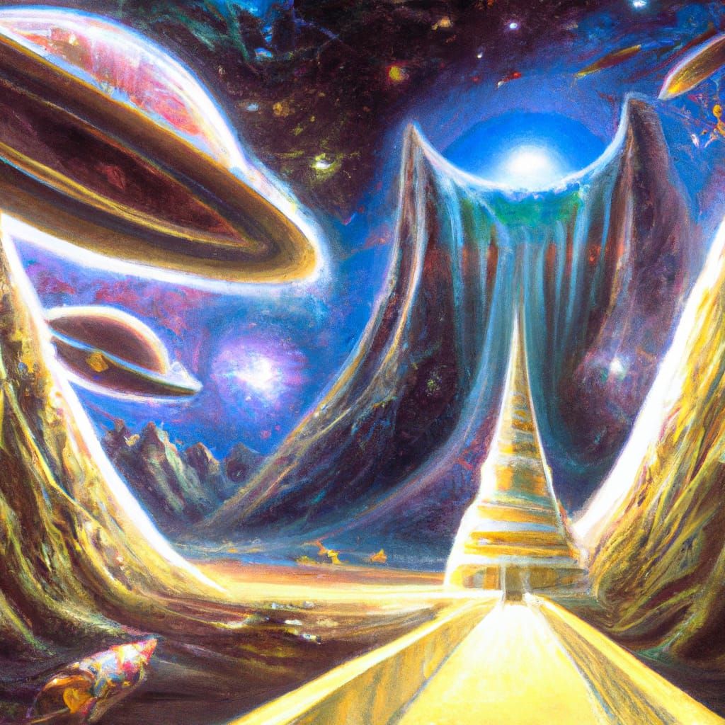 Cosmic Valley in Universe: Realistic Gouache Painting