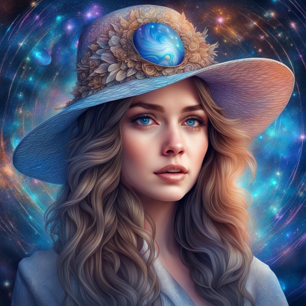 Astral Portrait of English Lady in Holographic Style