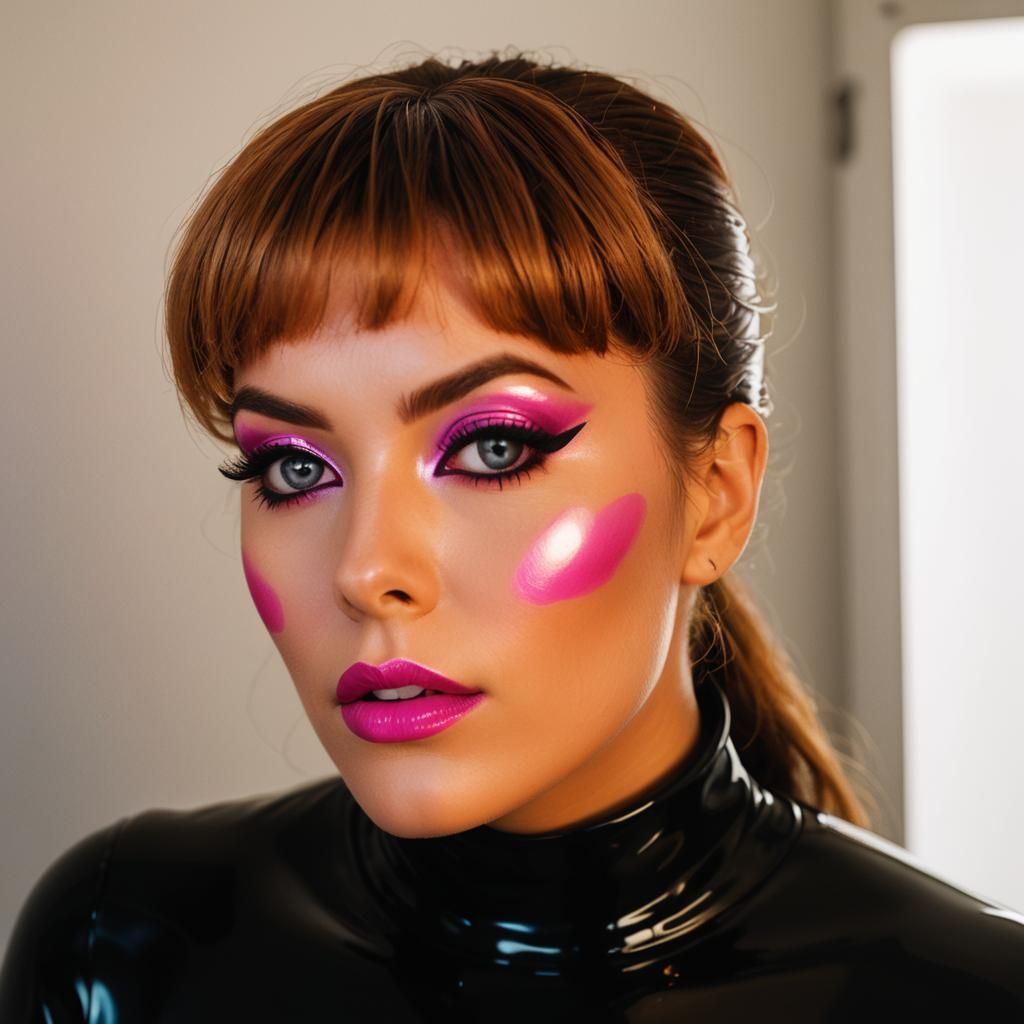 Pop Art Woman in Latex Catsuit Portrait