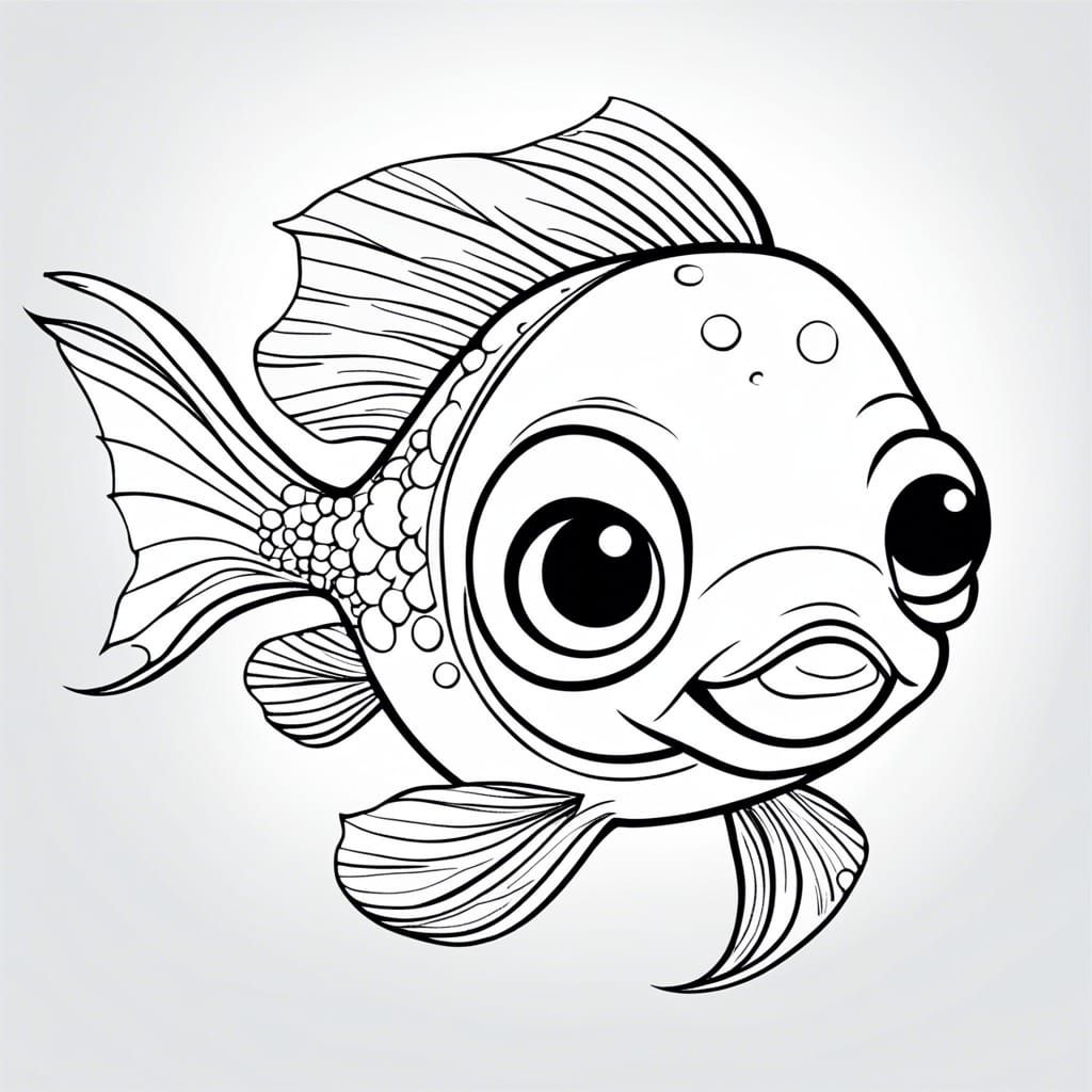 Cute Fish Coloring Page in Detailed Fantasy Style