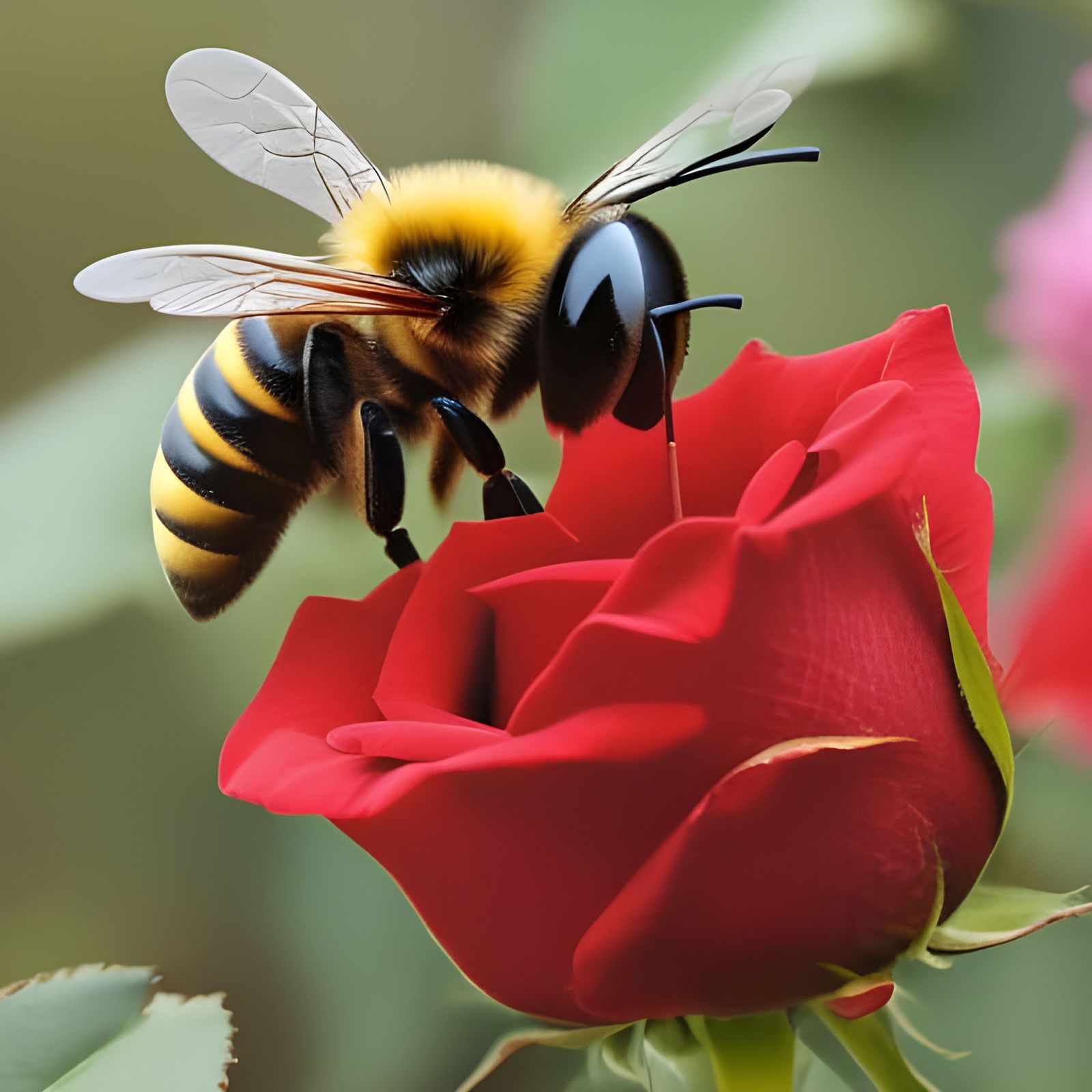 Red Rose & Bee