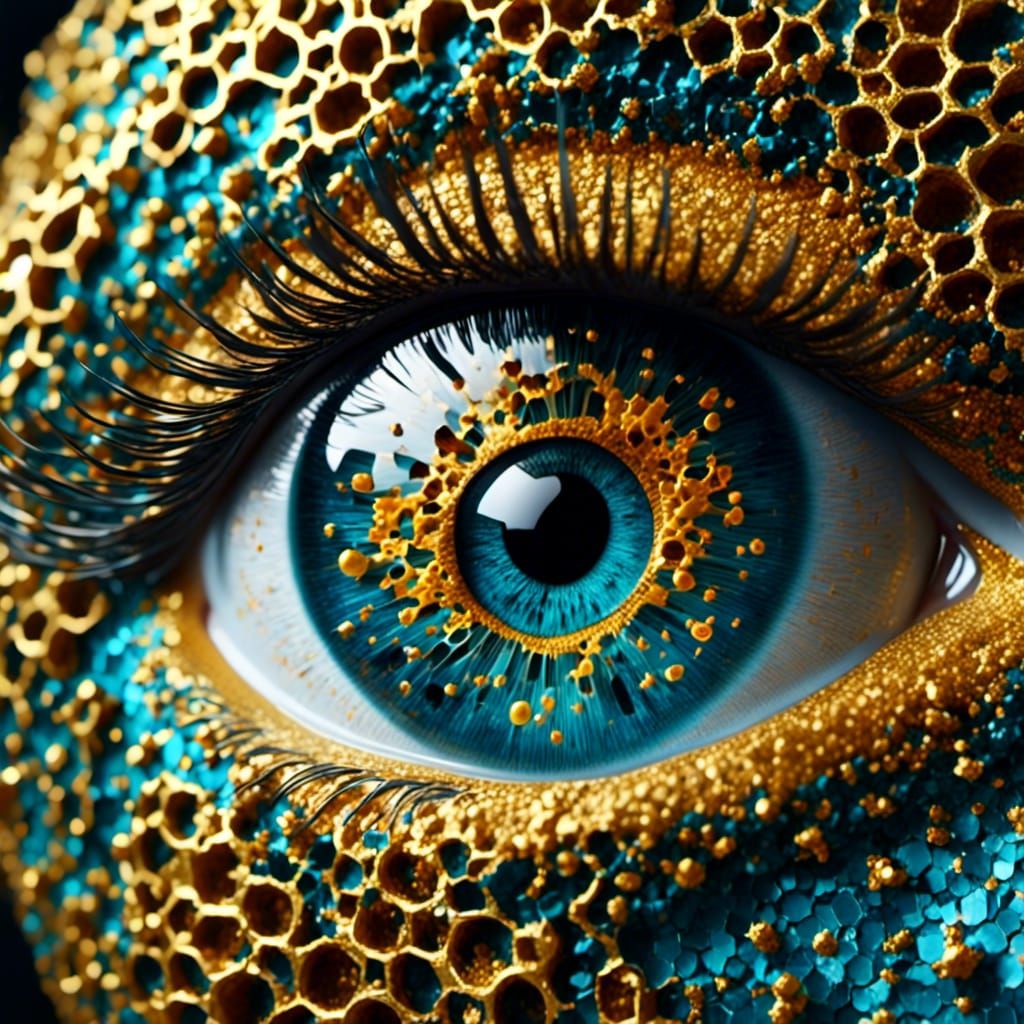 Hyperrealistic 3D Human Eye with Honeycomb Design