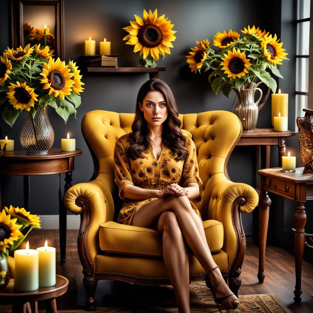 Psychologist's Studio with Sunflowers and Candles