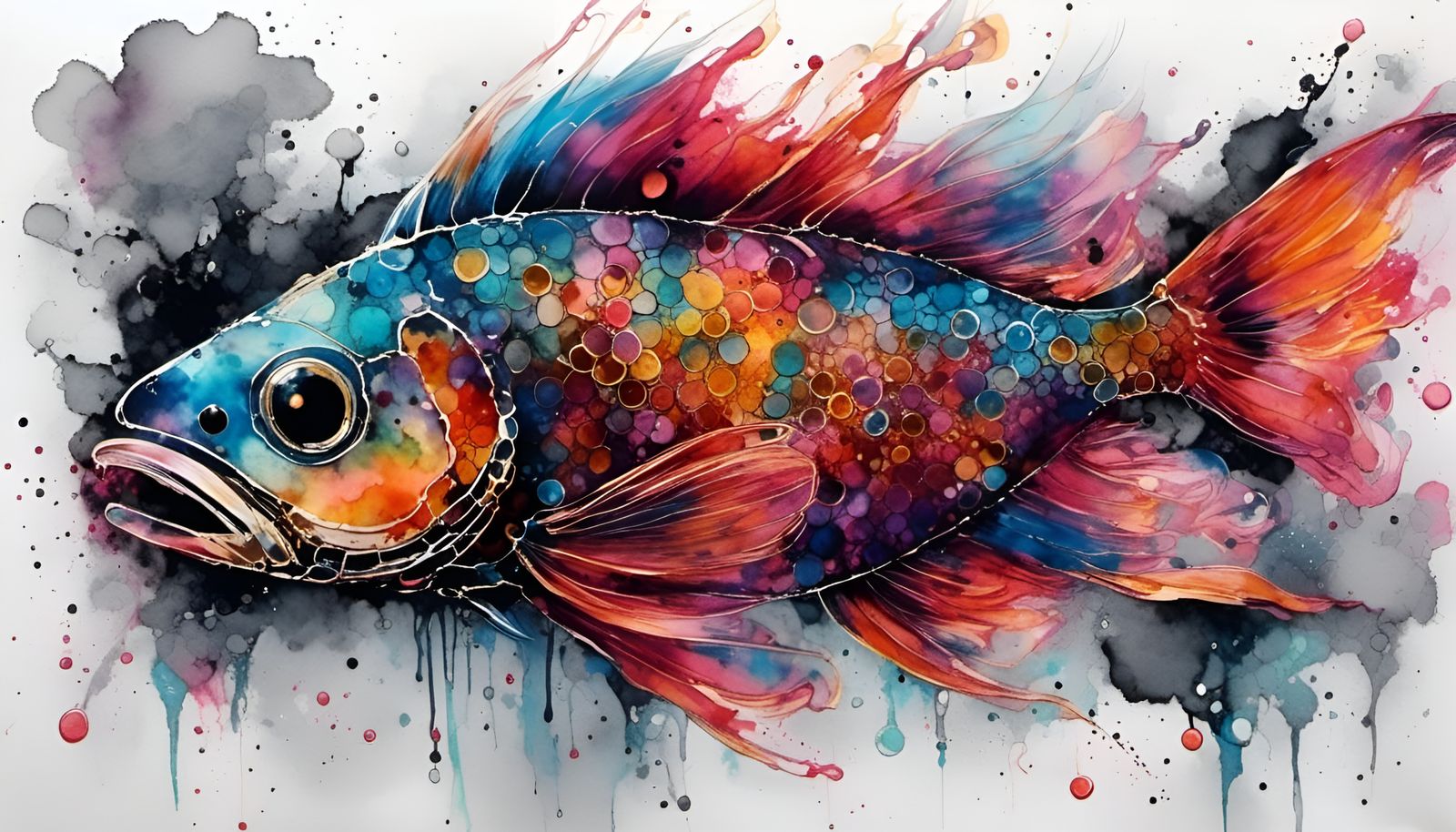 Koi Fish in Space with Steampunk Engine