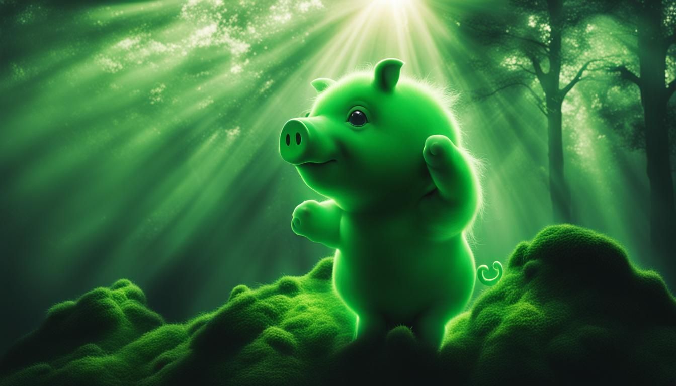 Green Pig Bathed in Divine Sunshine