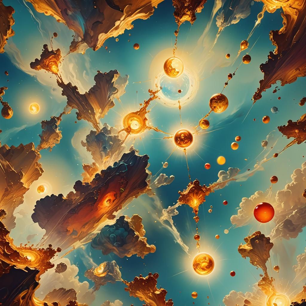 Vibrant Digital Art with Crimson and Gold