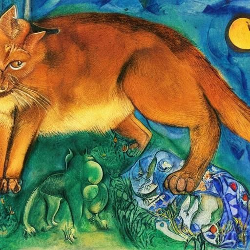 Caracal's Gentle Sleep: Evoking Holbein and Chagall