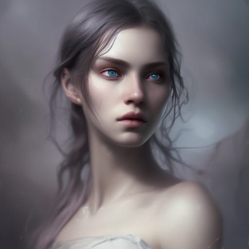 Victorian Assassin with Ice Blue Eyes, Detailed Digital Port...