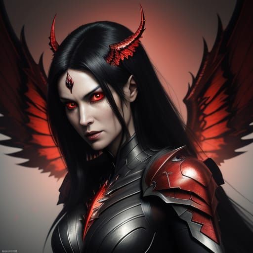 Powerful Woman With Demon Wings In Hyper-Realistic Digital P...