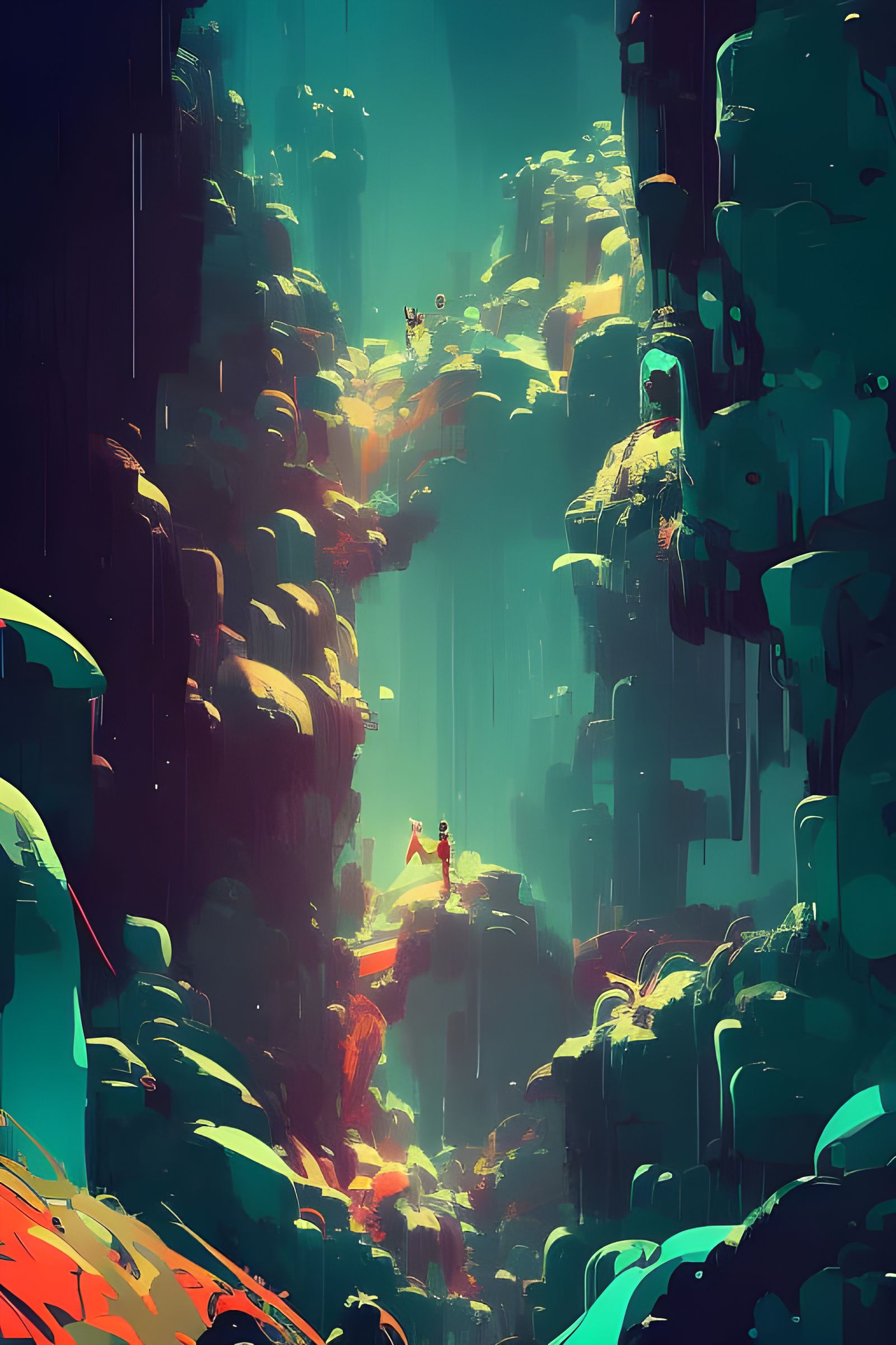 Abyssal Cave to Earth's Core: Digital Illustration