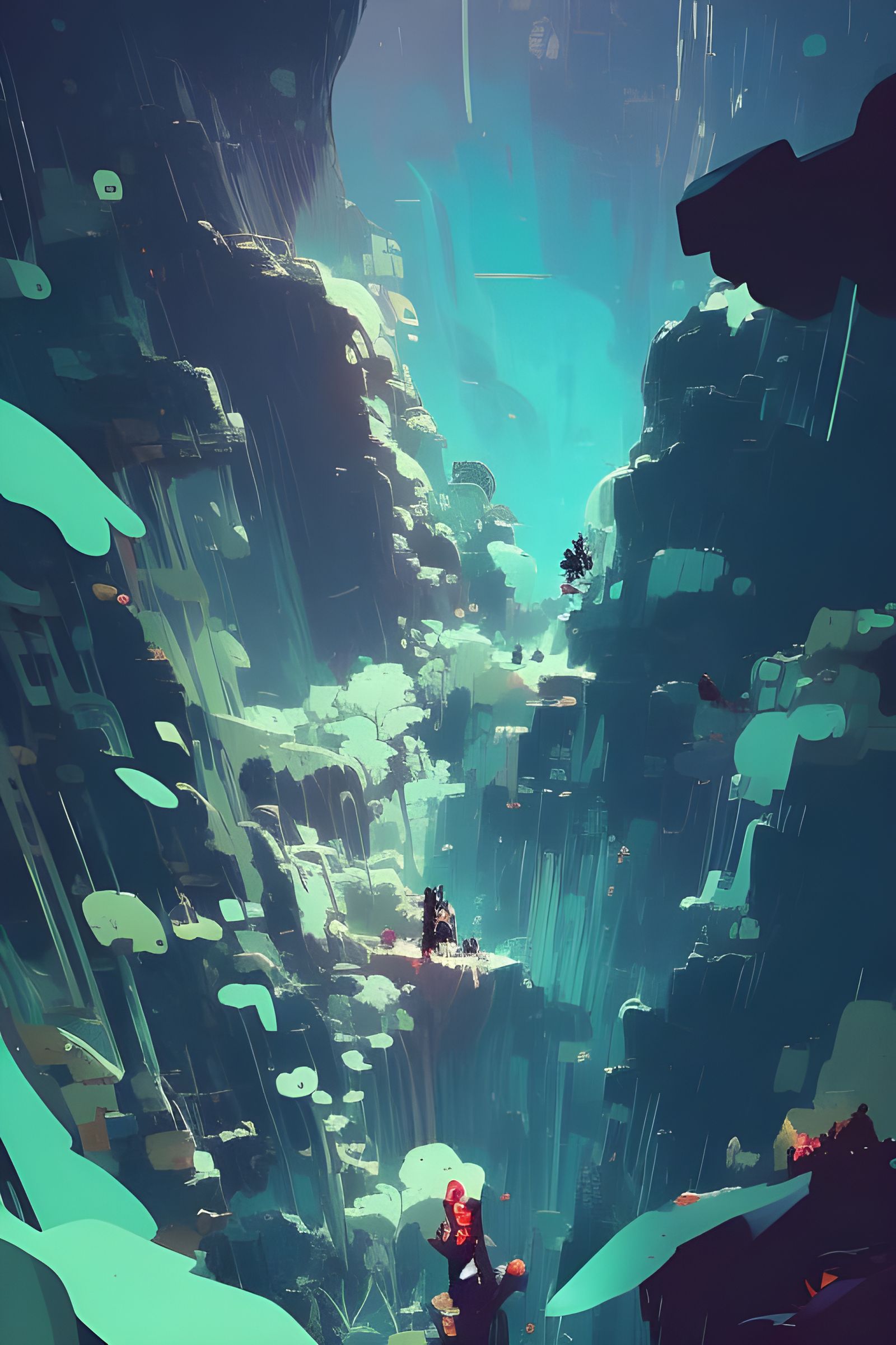 Abyssal Cave to Earth's Core: Digital Illustration