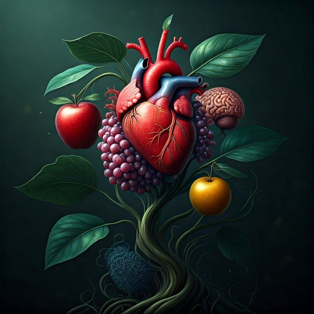 Surreal Botanicals: Fantastical Plant with Glowing Organs as...