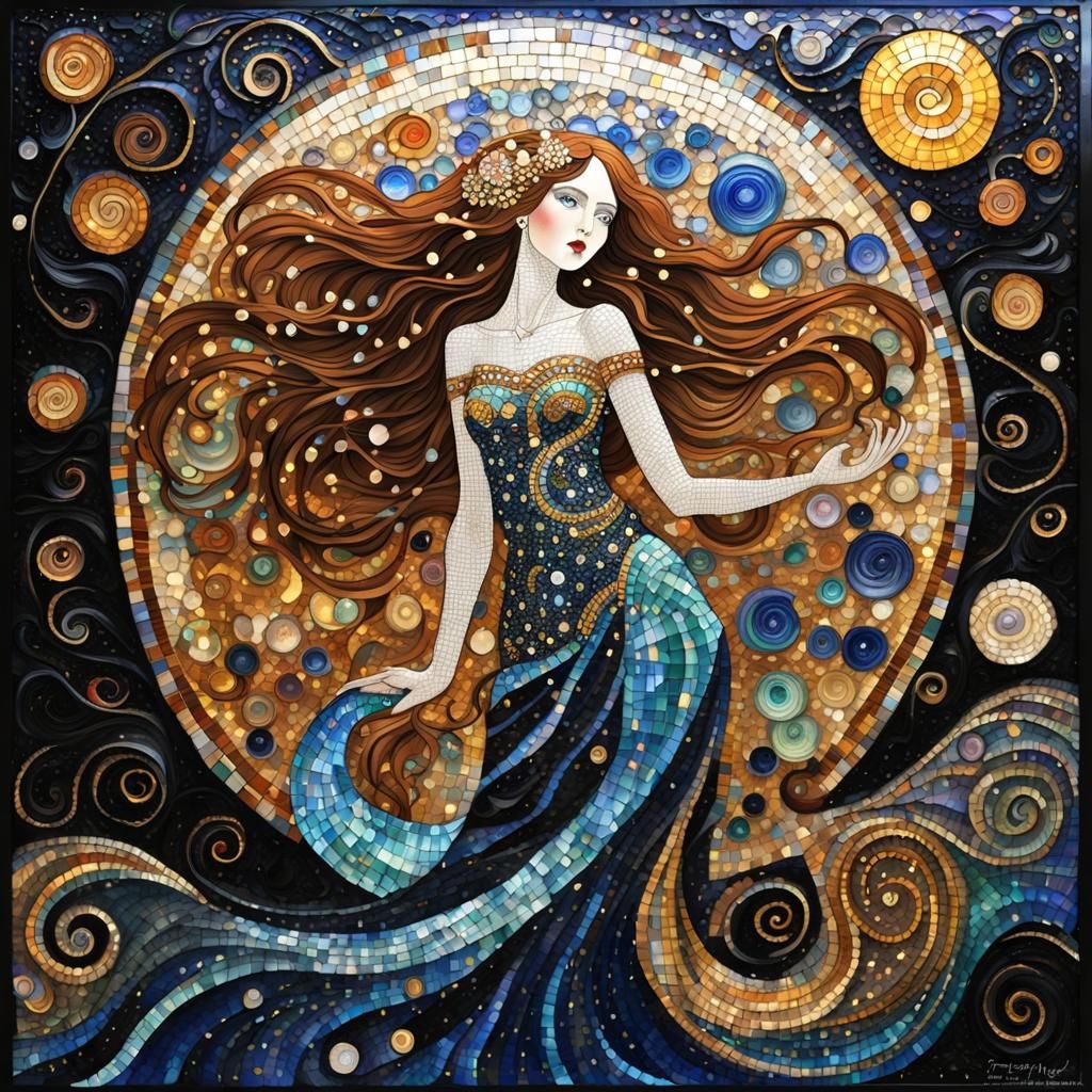 Djinn in a Wonderlamp: Klimt-Style Glass Mosaic