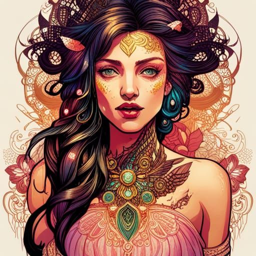 Cyberpunk Aphrodite Goddess in Digital Painting Style