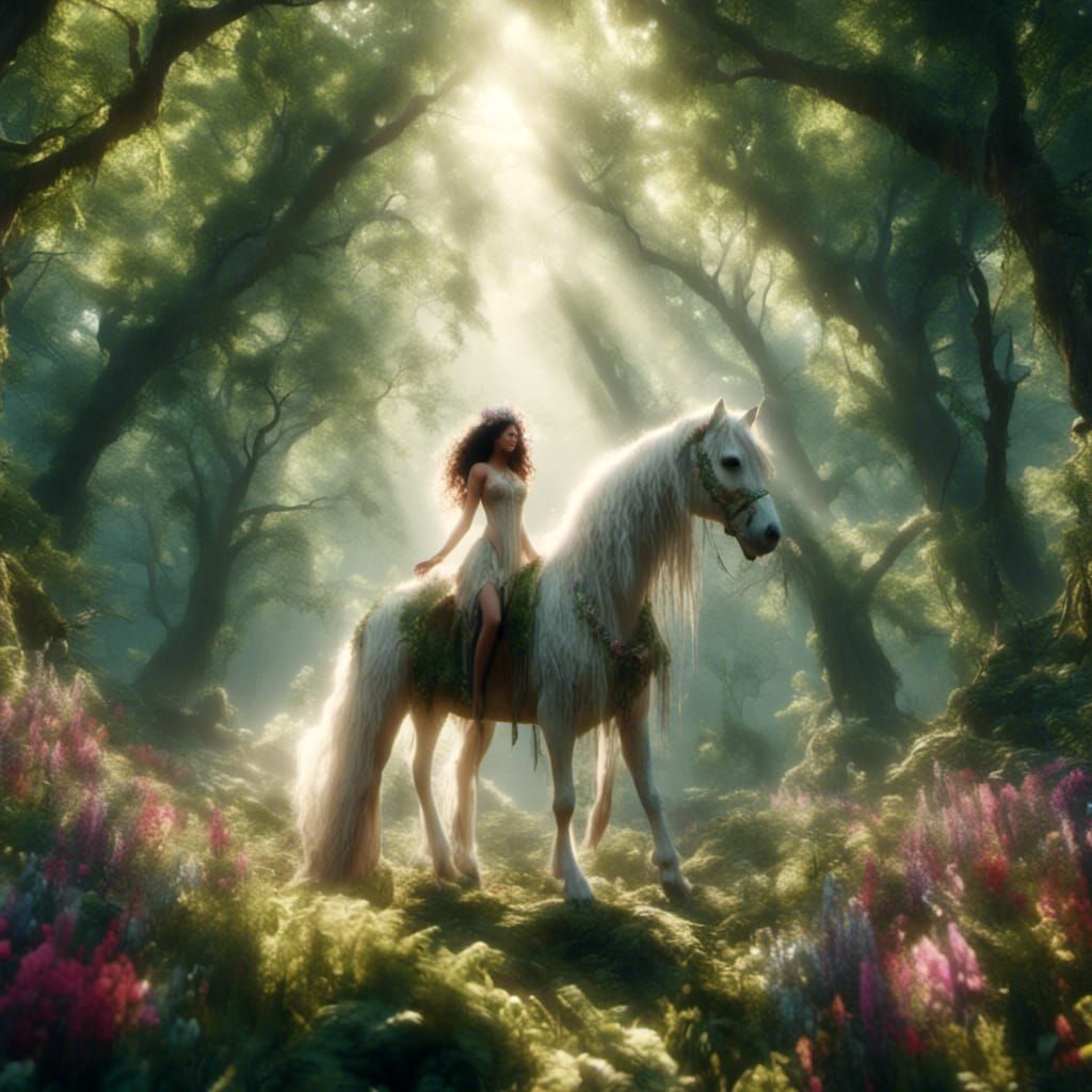 Centaurette in Magical Forest, Hyperrealistic Digital Art