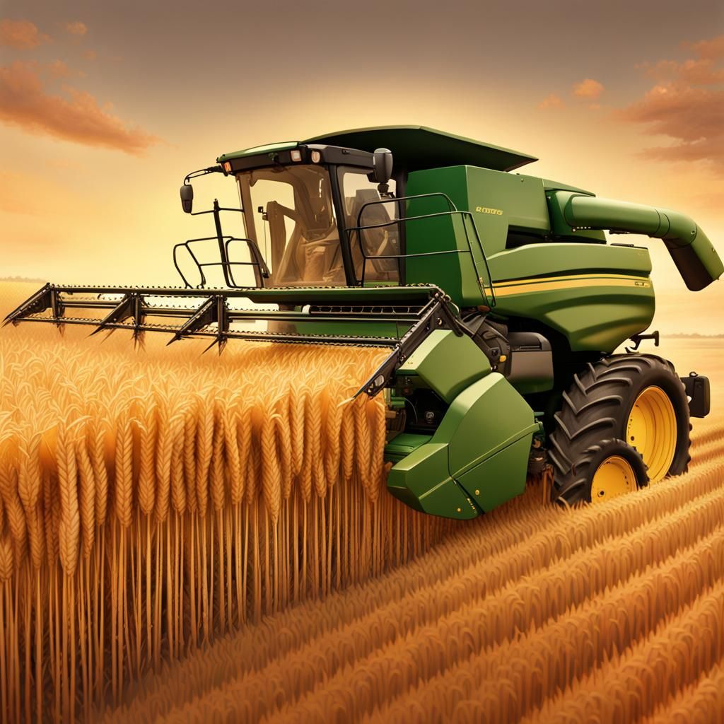 Hyperrealistic Farmer Harvesting Wheat in Warm Colors