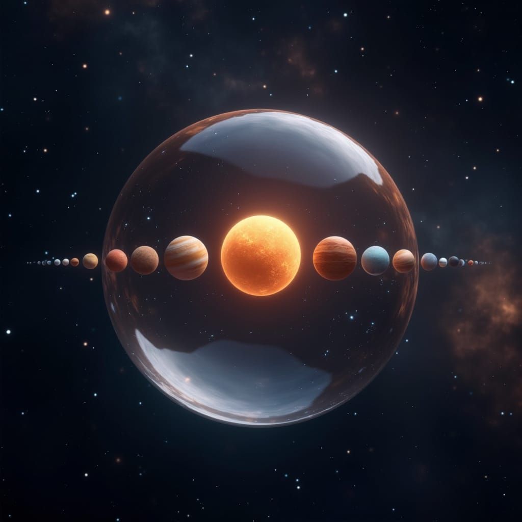 Solar System Planets Inside Glass Sphere in Photorealistic S...