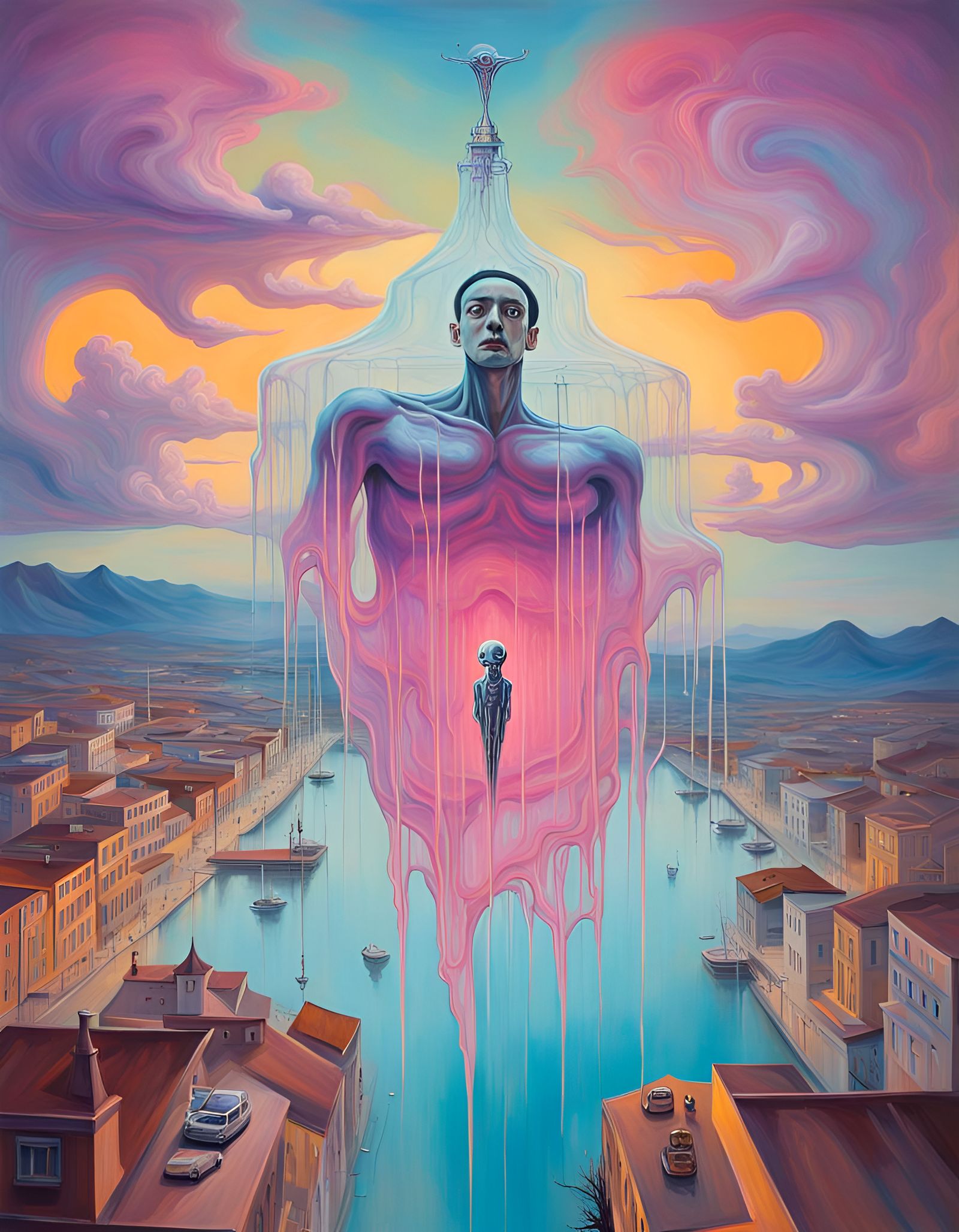 Gigantic Spirit Floats into Town: Synthwave Surrealism