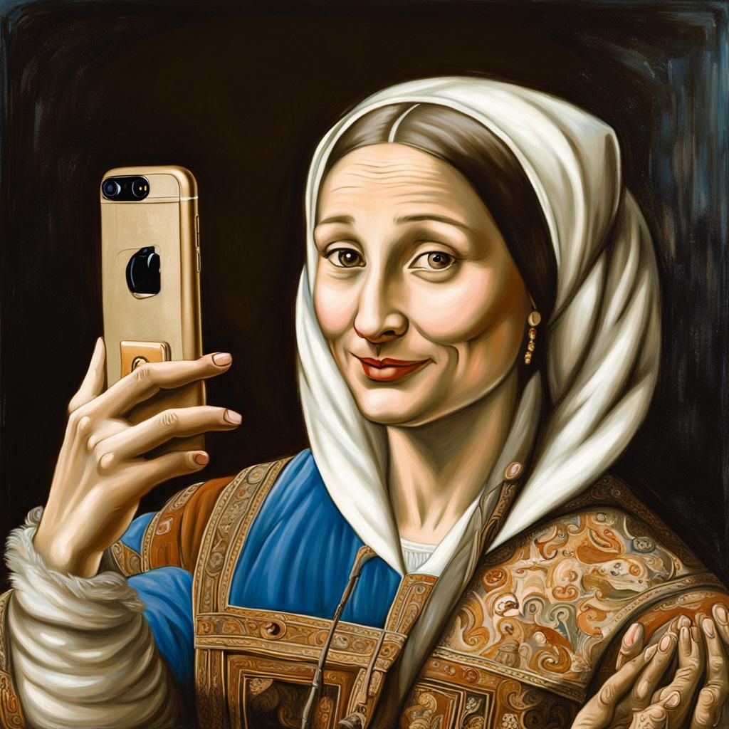 Selfie with Lady: A da Vinci Style Portrait