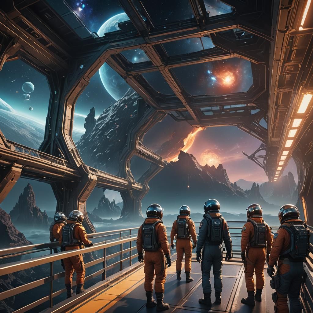 Space Crew Watches Astral Phenomenon: Matte Painting