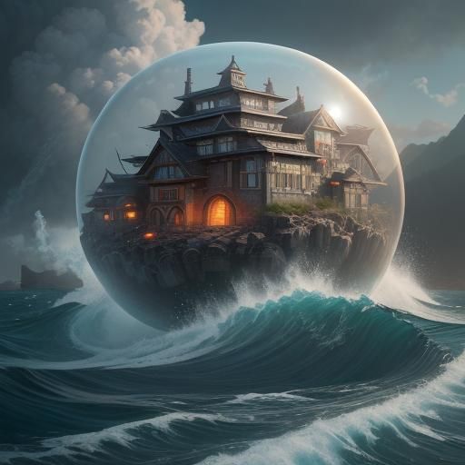 Tsunami Vision in Magical Sphere: Digital Matte Painting