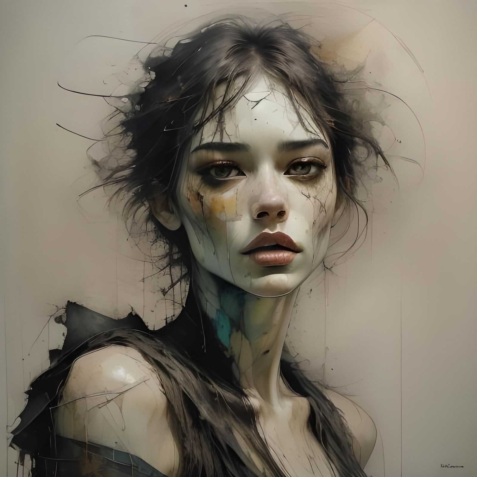 Expressionist Comic Panel in Ink Style