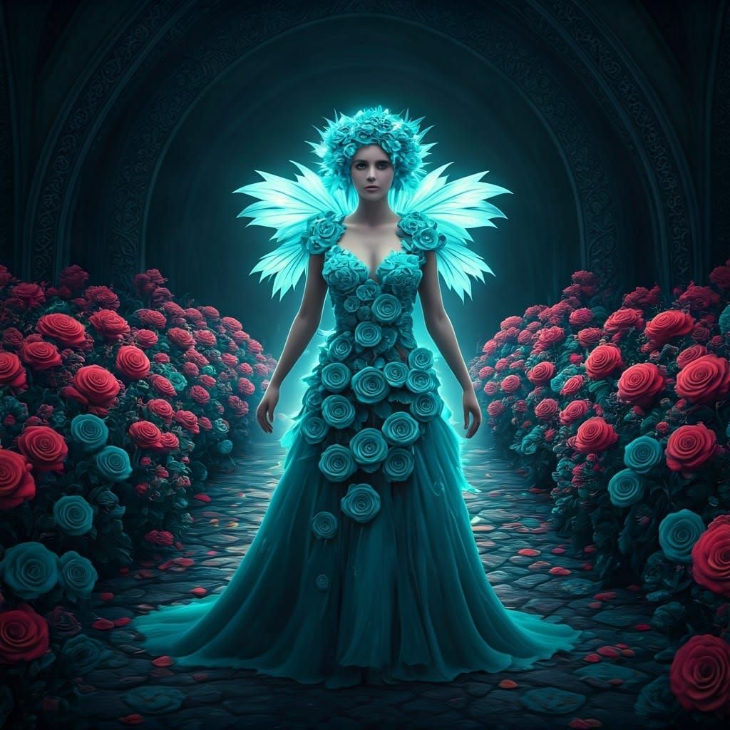 Enchanted Fae Goddess in Vibrant Floral Realm