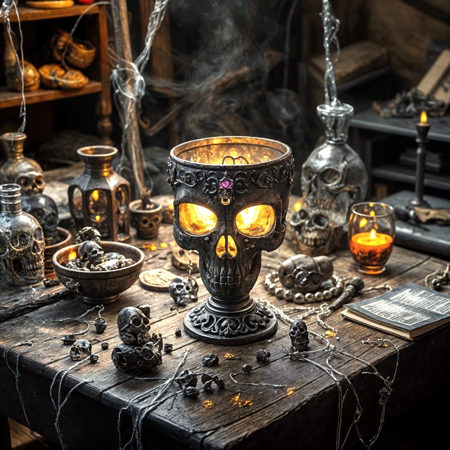 Cursed Skull Goblet with Eerie Glow