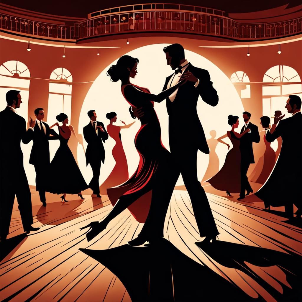 Passionate Tango Dance in Ballroom Concept Art