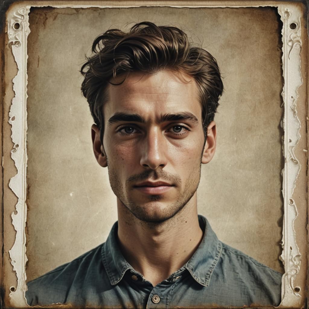 Vintage Portrait of a Young Man as 3D Sketch