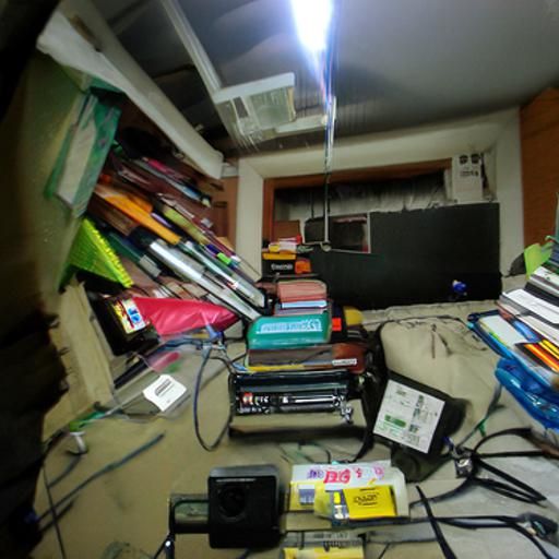 Messy Apartment Overflowing with Books and Electronics