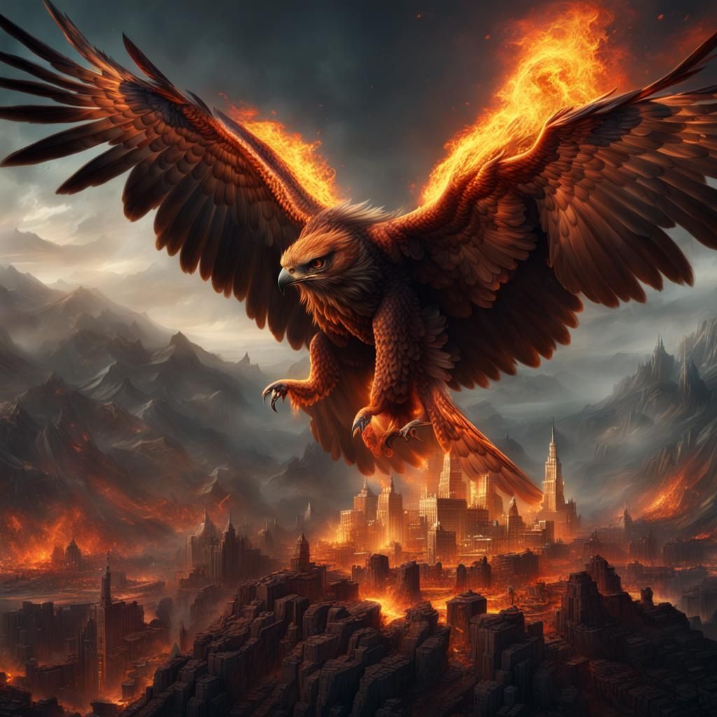Fiery Hawk Digital Matte Painting