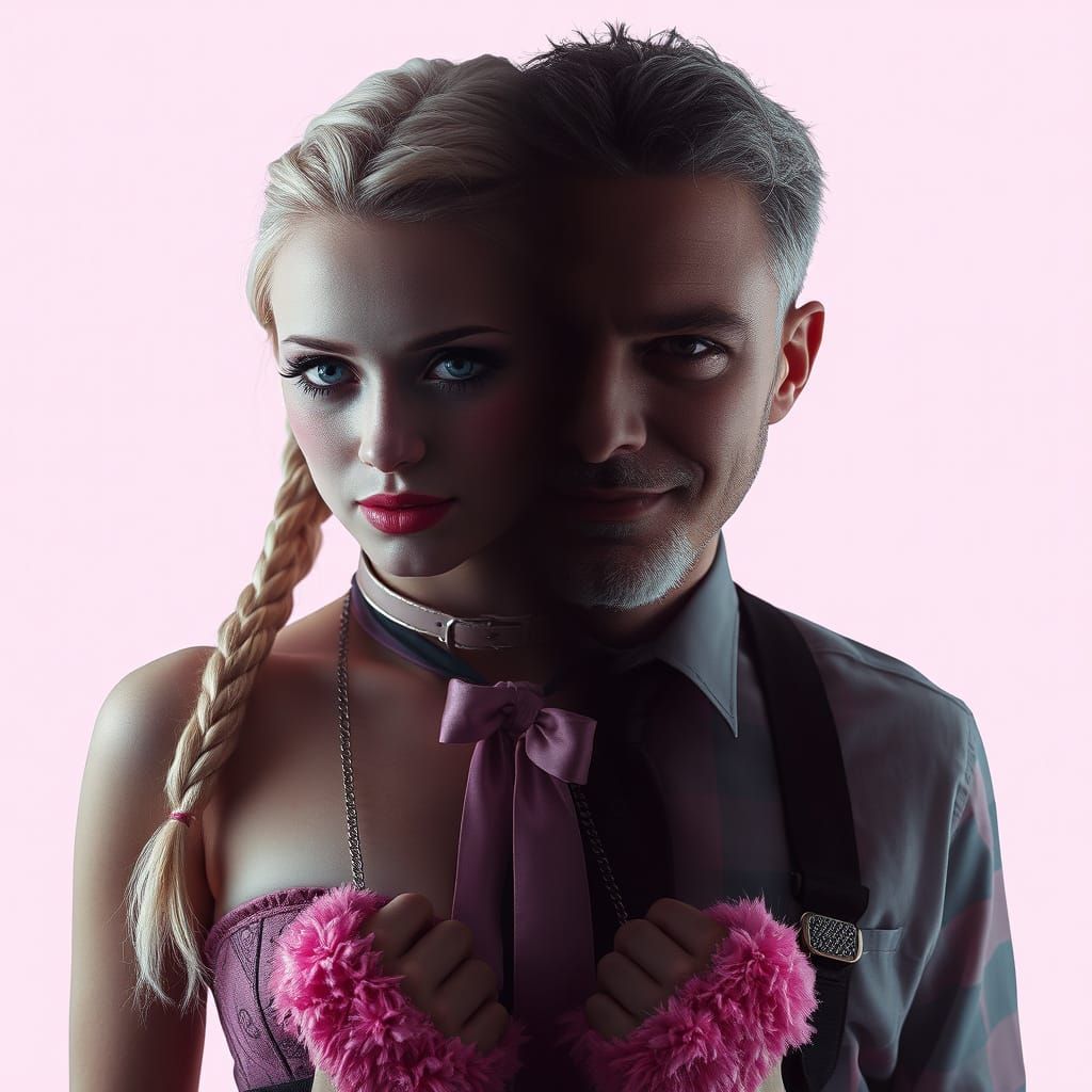 Eternal Love: Double Exposure Portrait in Neo-Surreal Style