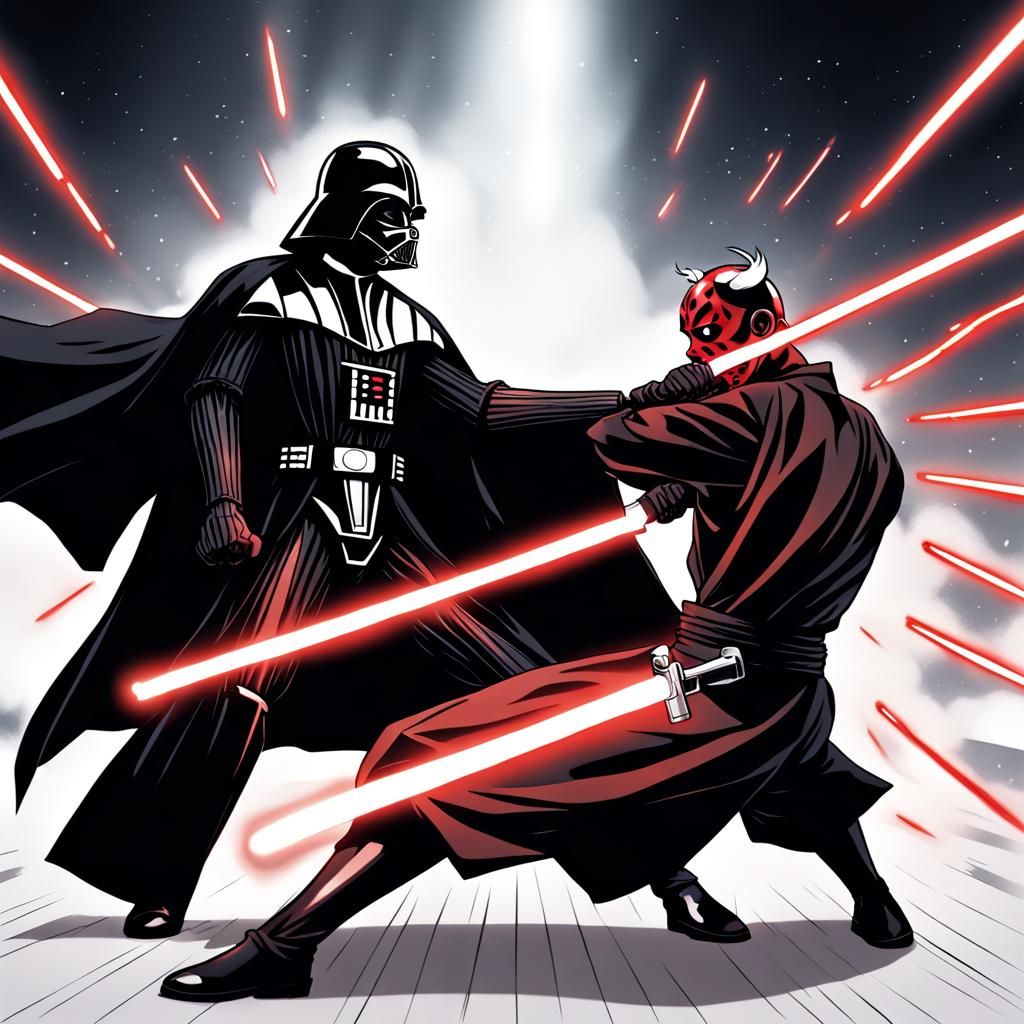 Darth Vader vs Darth Maul in Anime Style