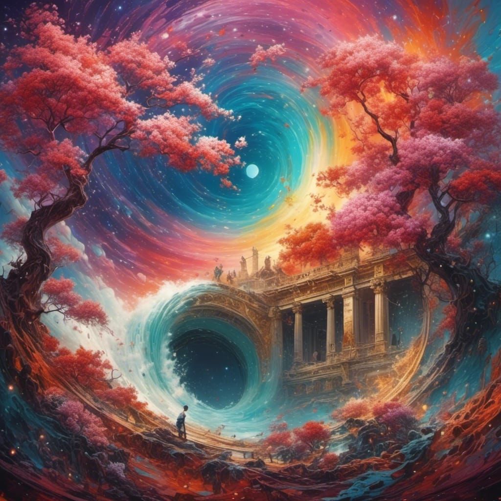 Explosion of Colors: Surreal Wave Core Art