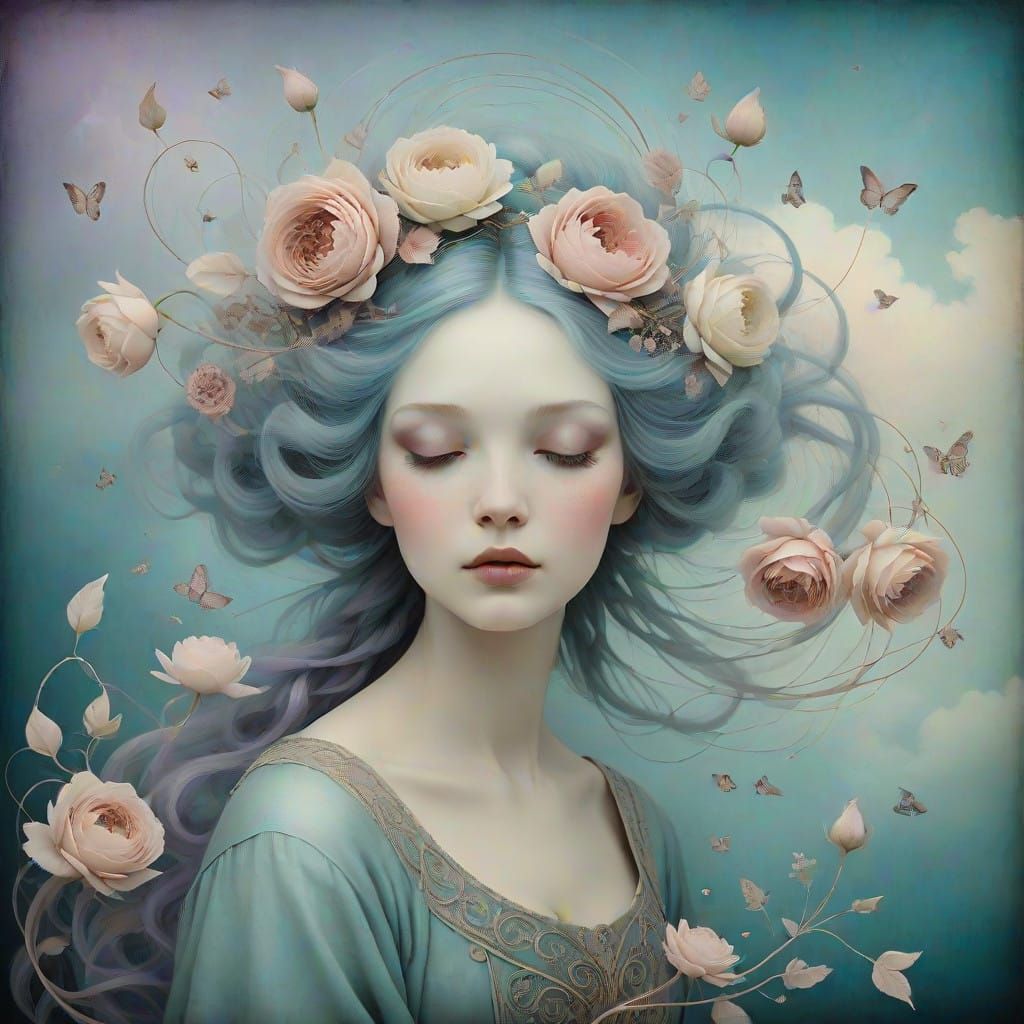 Serene Woman in Soft Pastel Hues