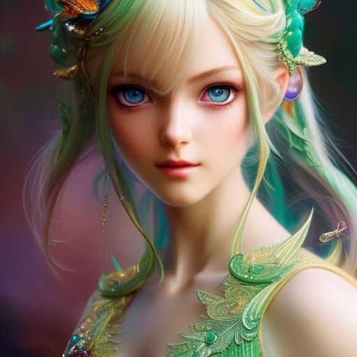 Hyperrealistic Tinkerbell Portrait in Anime Style