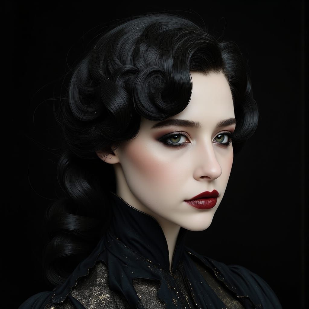 Ethereal Gothic Goddess with Dramatic Features