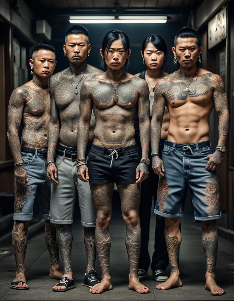 Yakuza, a Japanese Gang, Both Men and Women Cover Their Enti...