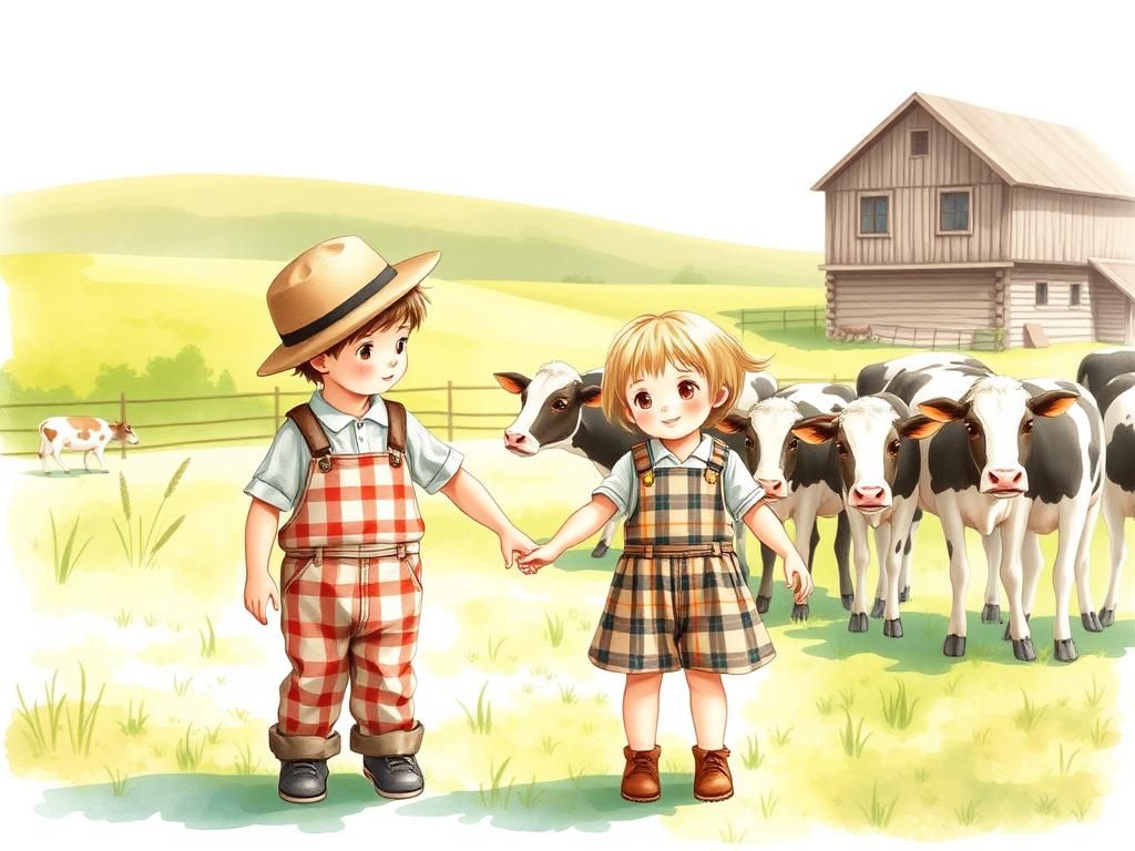 Whimsical Farm Friends in Watercolor Style