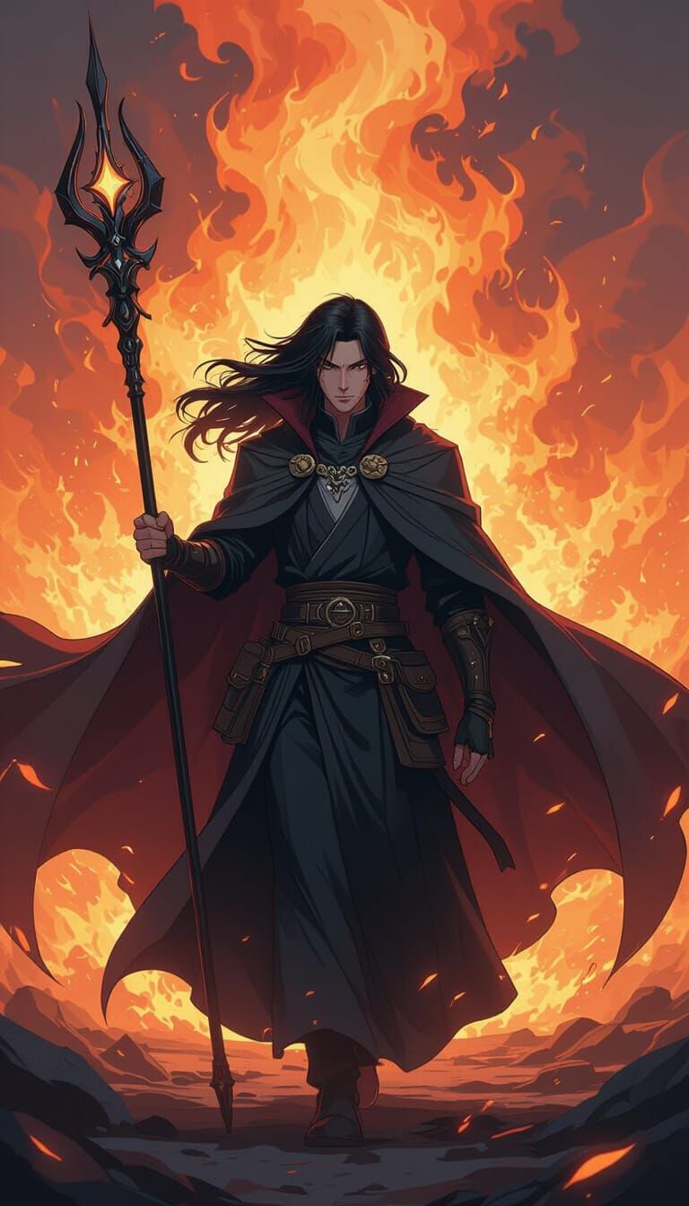 Anime Mage Advances Through Flames of Chaos