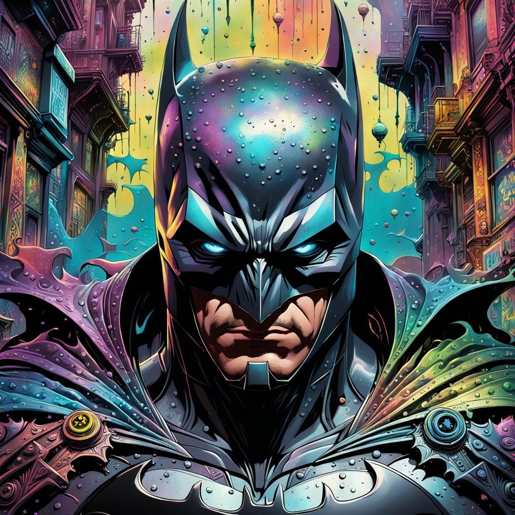 Maximalist Iridescent Batman in Graffiti Art Style