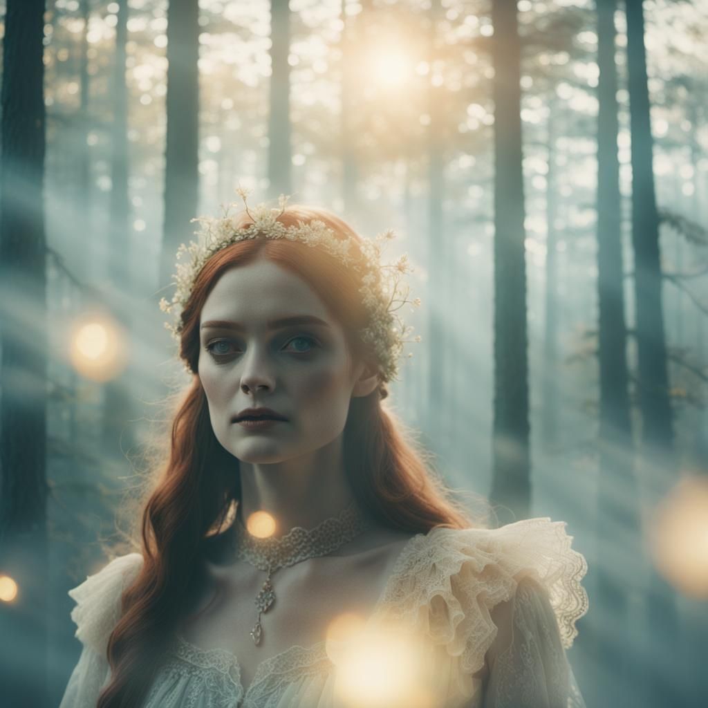 Ethereal Person in Mystic, Dark Fantasy Setting