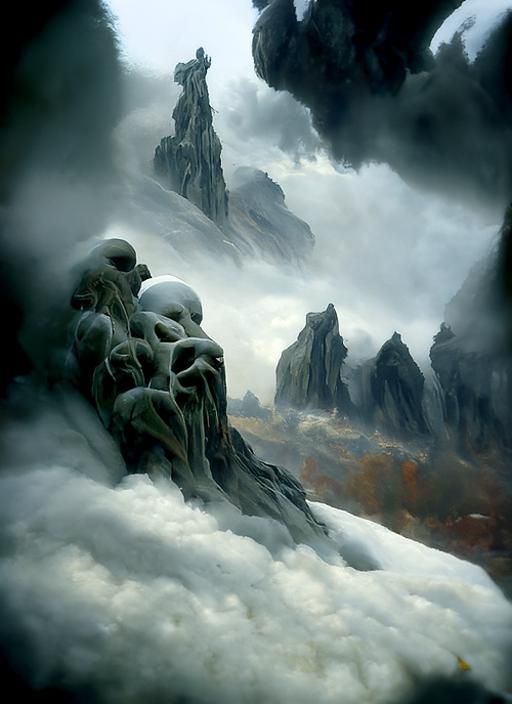 Sinister Snow Peaks Under Threatening Skies