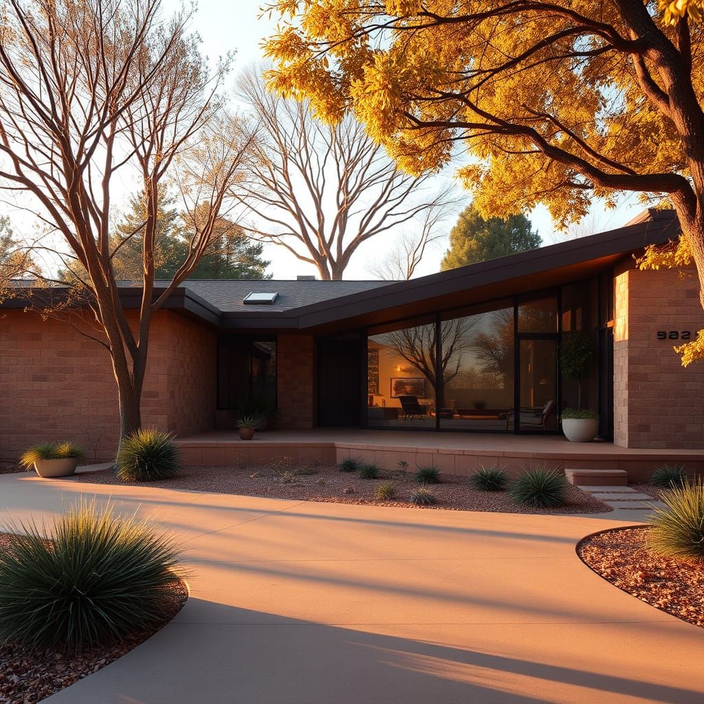 Mid Century Ranch House Radiates Warmth in Golden Hour