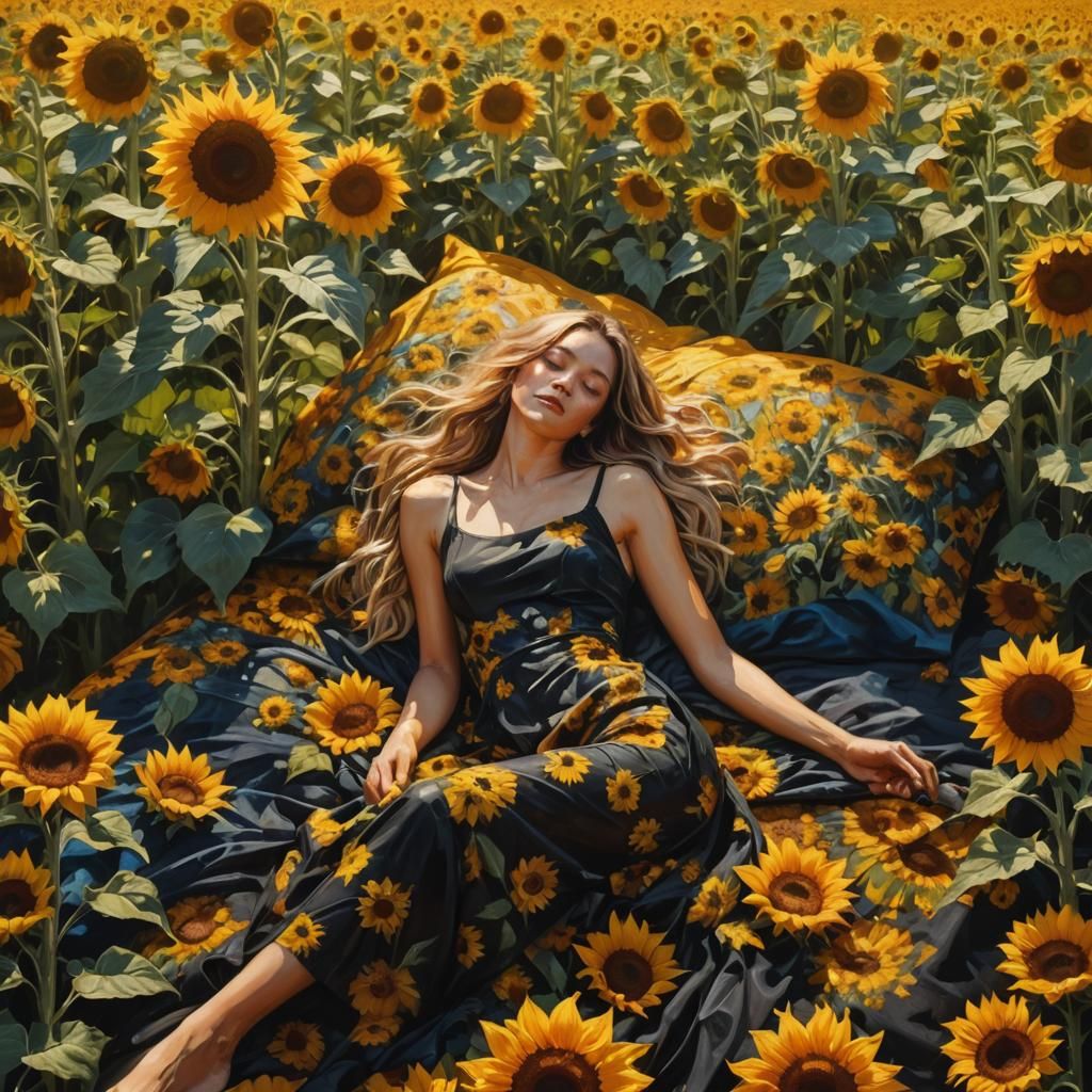 Fantastical Body Art in Sunflower Field