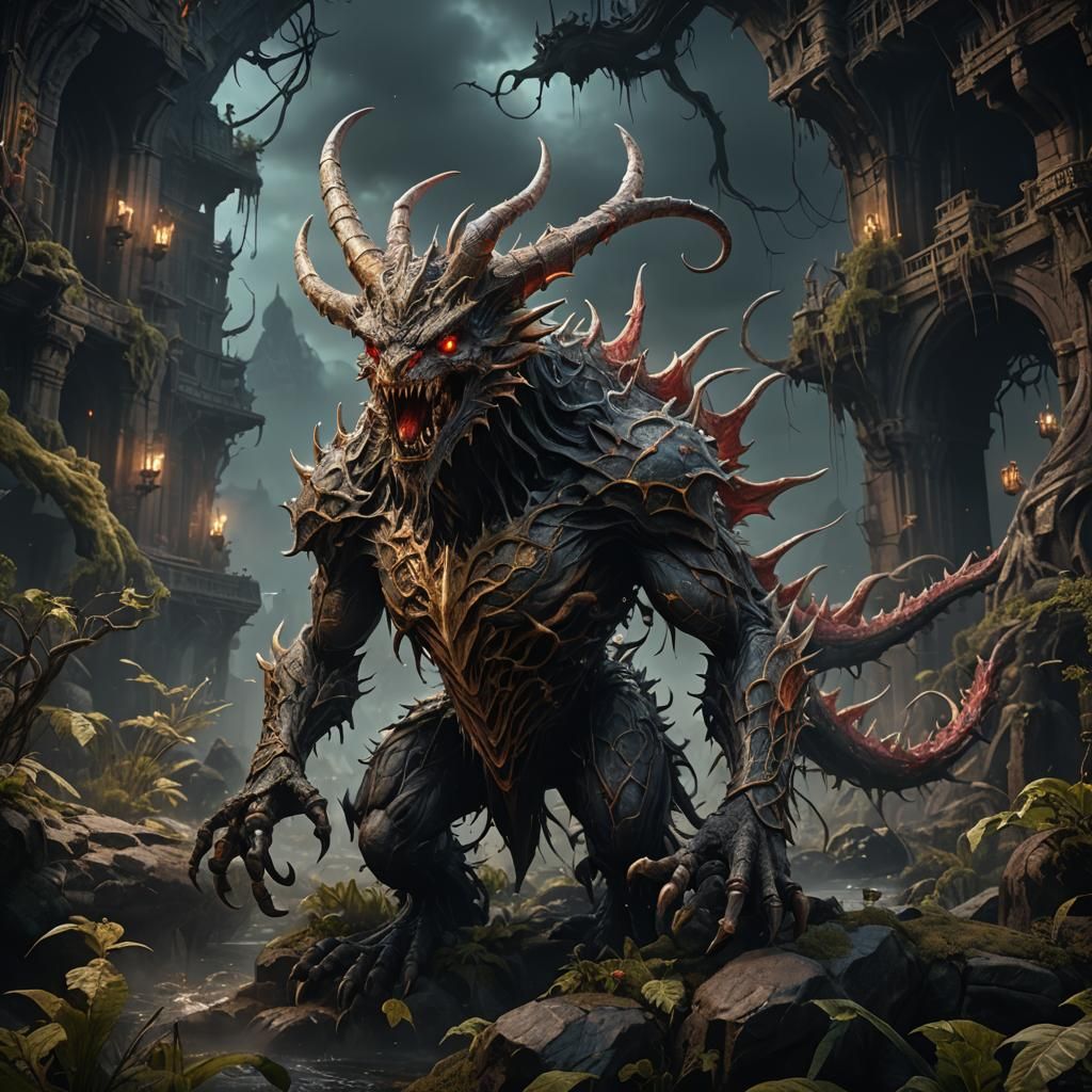 Darkness Creature in Detailed Matte Painting